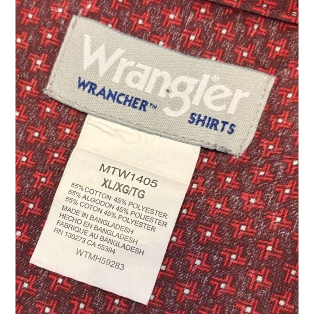 Wrangler Western Dress Shirt Wrancher Red Black Pearl Snaps Long Sleeve Mens XL - Picture 2 of 12